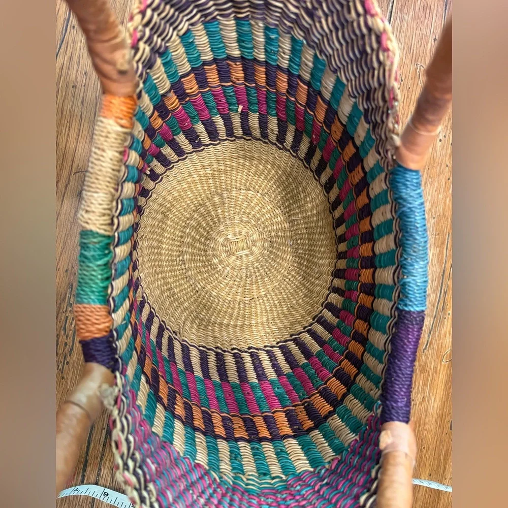 Handmade African Bolga Woven Market Basket Bag